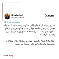 غریب آبادی: چگونه می‌توان زرادخانه هسته‌ای رژیم صهیونسیتی را نادیده گرفت